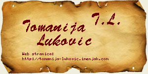 Tomanija Luković vizit kartica